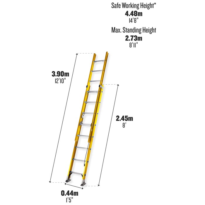 Werner ALFLO Fibreglass 8 D-Rungs Double Extension Trade Ladder 2.5m