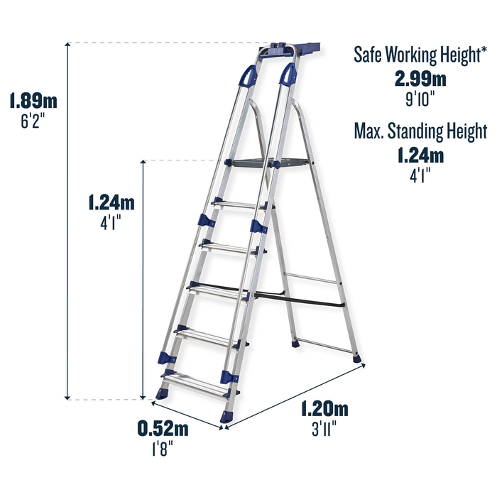 Werner 6 Tread Workstation Aluminium Stepladders