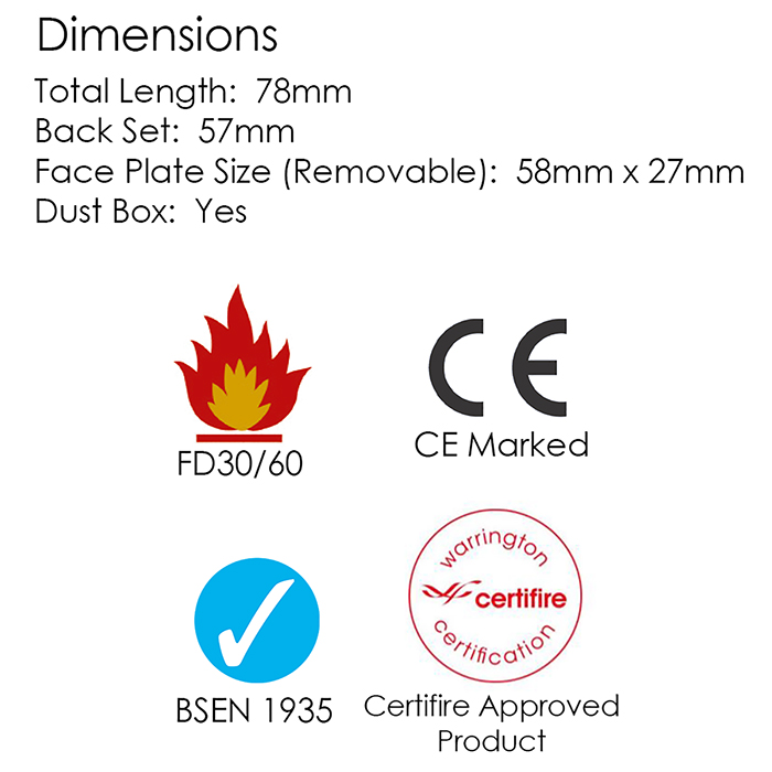 Atlantic Fire-Rated CE Marked 3.0 Inch Bolt Through Heavy Duty Tubular Deadbolt