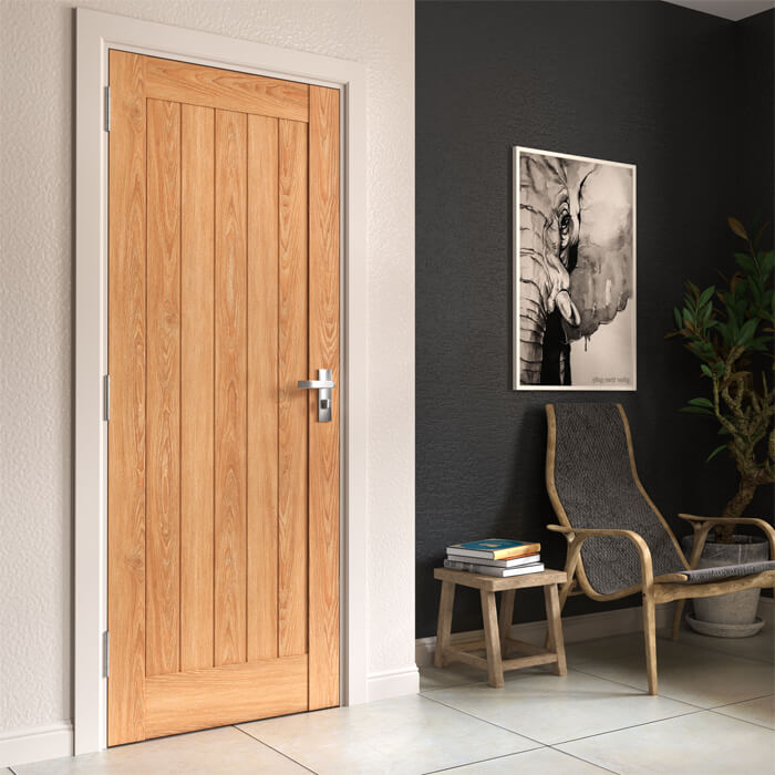 JB Kind Hudson Pre-Finished Laminated Oak 5-Panels Internal Door