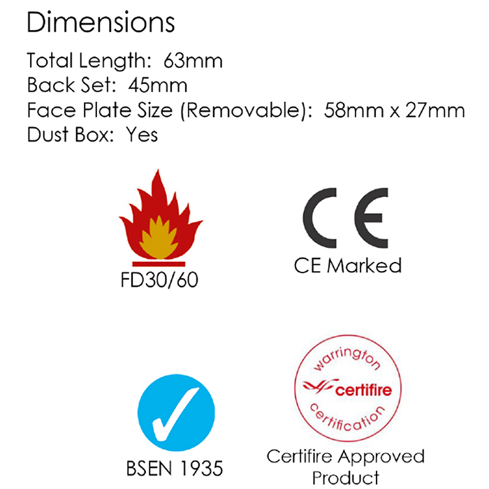 Atlantic Fire-Rated CE Marked 2.5 Inch Bolt Through Tubular Deadbolt