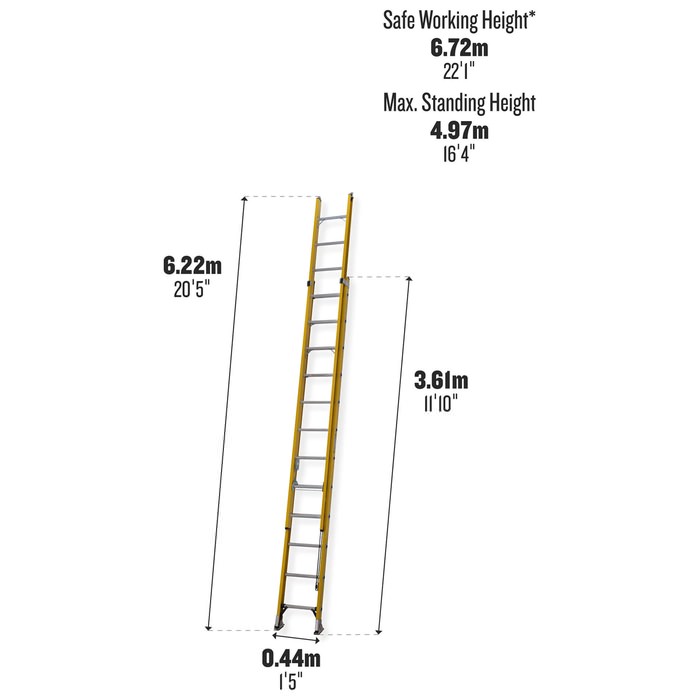 Werner ALFLO Fibreglass 12 D-Rungs Double Extension Trade Ladder 3.6m