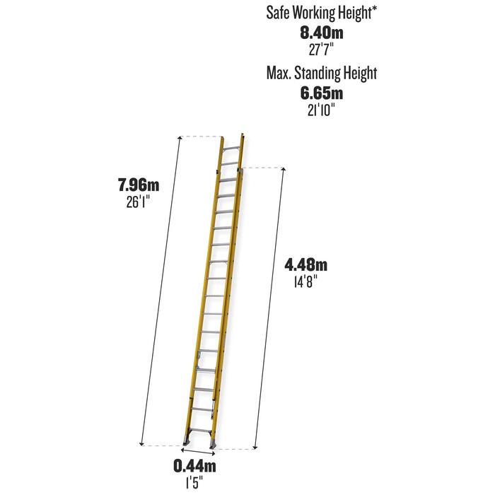 Werner ALFLO Fibreglass 15 D-Rungs Double Extension Trade Ladder 4.5m