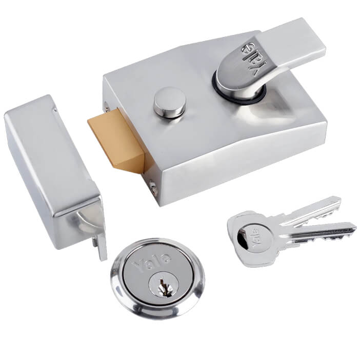 Yale Deadlocking Nightlatch Satin Chrome 60mm