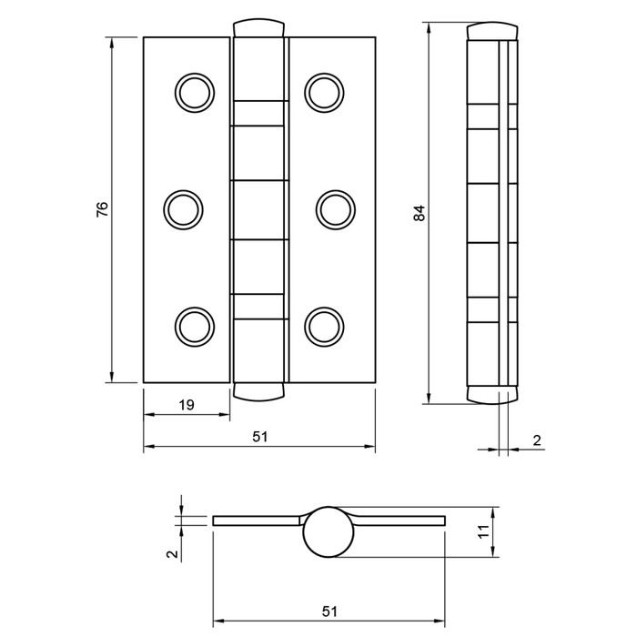 Atlantic 3 Inch CE Fire Rated Grade 7 Ball Bearing Hinges