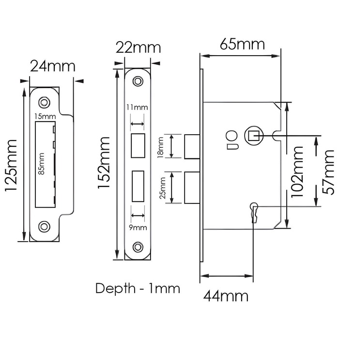 Atlantic Elite Certifire Bolt Through 3 Lever Key Sashlock 2.5 Inch