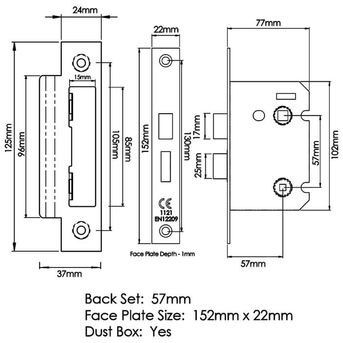 Atlantic Elite Certifire Bolt Through 3-Inch Bathroom Lock