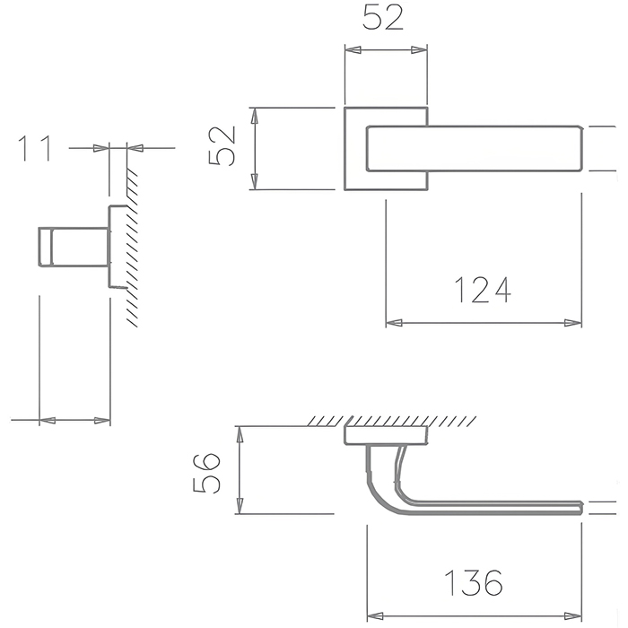 Atlantic Tupai Rapido CurvaLine Turis Lever Door Handle On Square Rose