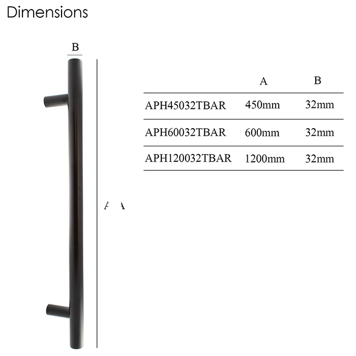 Atlantic T-Bar Pull Handle - Bolt Through