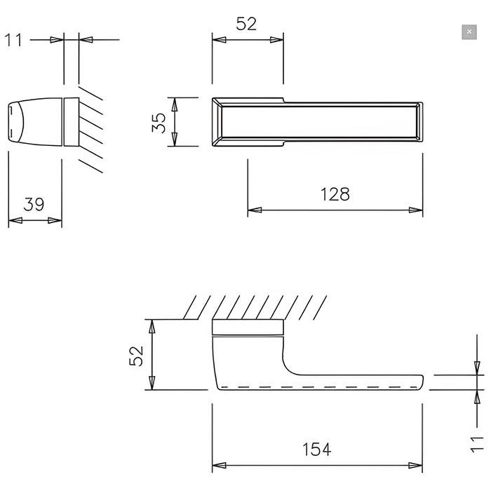 Atlantic Tupai Rapido VersaLine Tobar Lever Door Handle On Long Rose - Satin Stainless Steel Decorative Plate