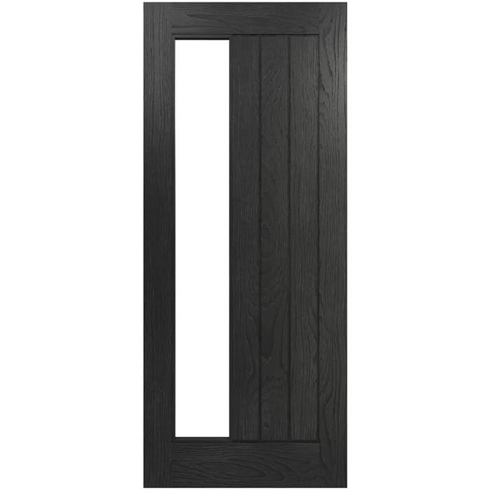 Deanta Ely Painted Brushed Black Oak 3-Panels 1-Light Internal Glazed Door