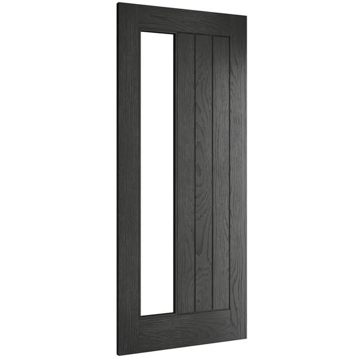 Deanta Ely Painted Brushed Black Oak 3-Panels 1-Light Internal Glazed Door