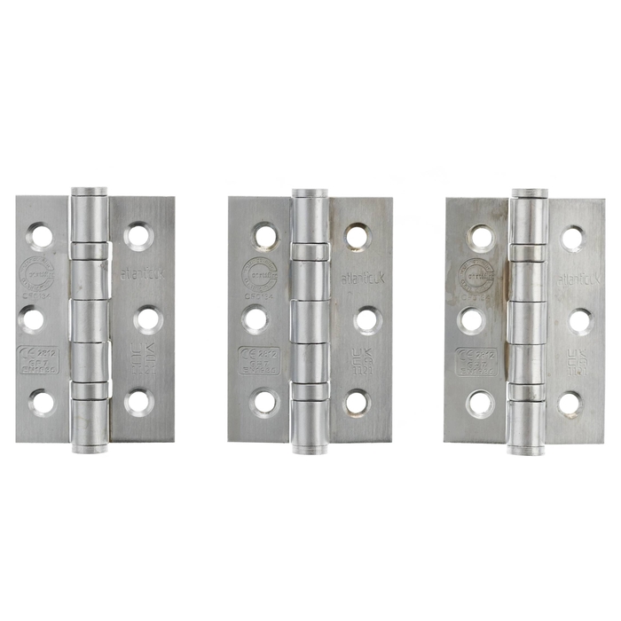 Atlantic 3 Inch CE Fire Rated Grade 7 Ball Bearing Hinges - Pack Of 3