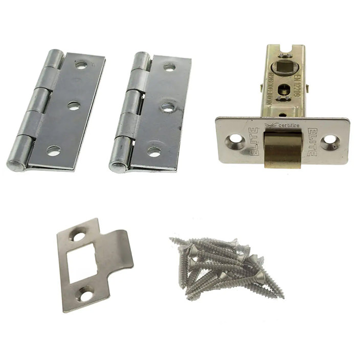 Atlantic Polished Nickel 2.5-Inch Latch Pack with Spin Tip Grade-7 Hinges