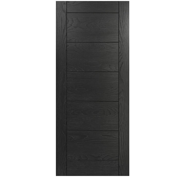 Deanta Seville Painted Brushed Black Oak 7-Panels Internal Door