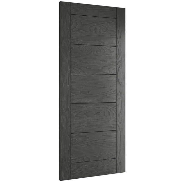 Deanta Seville Painted Brushed Black Oak 7-Panels Internal Door