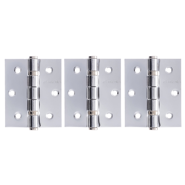 Atlantic 3 Inch Ball Bearing Steel Hinges - Pack Of 3