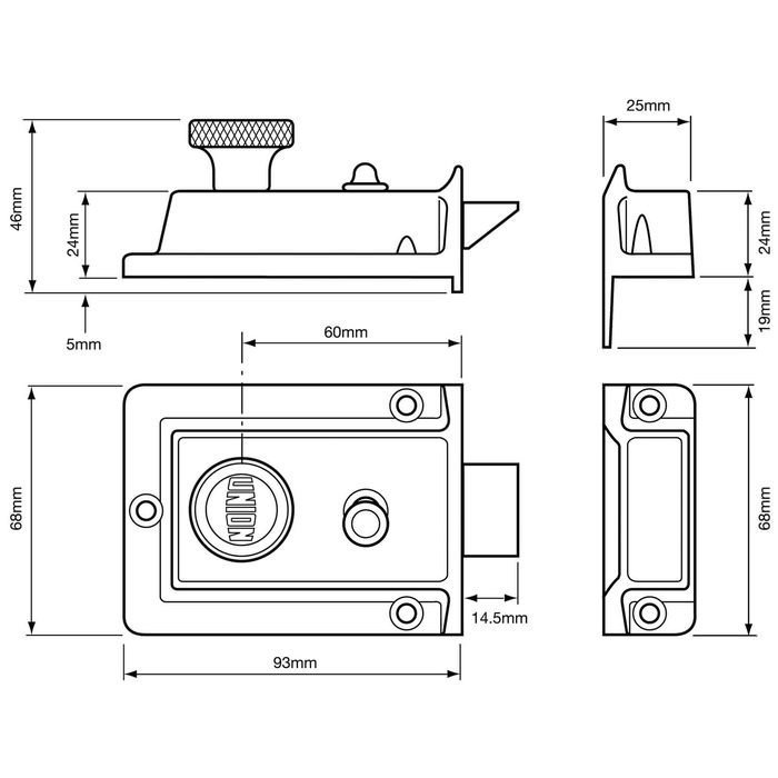 Union 1022 Cylinder Traditional Rim Nightlatch