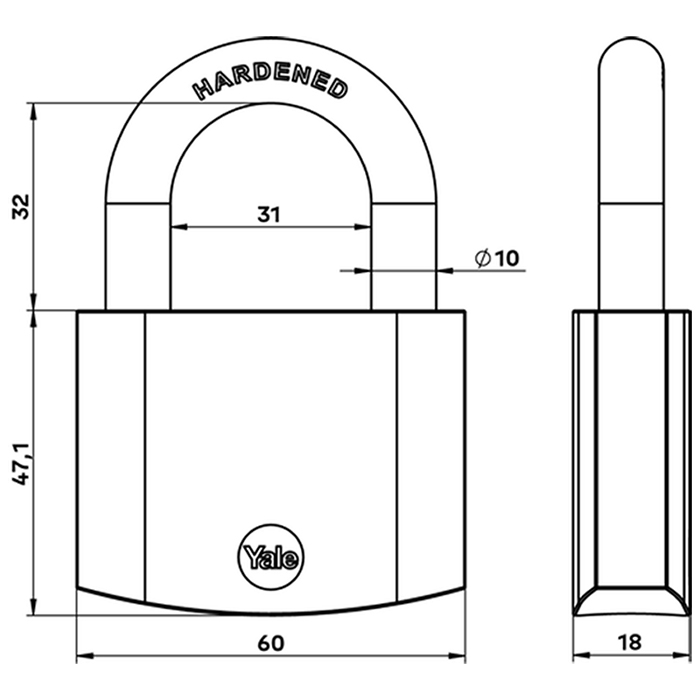 Yale Standard Security Brass Padlock