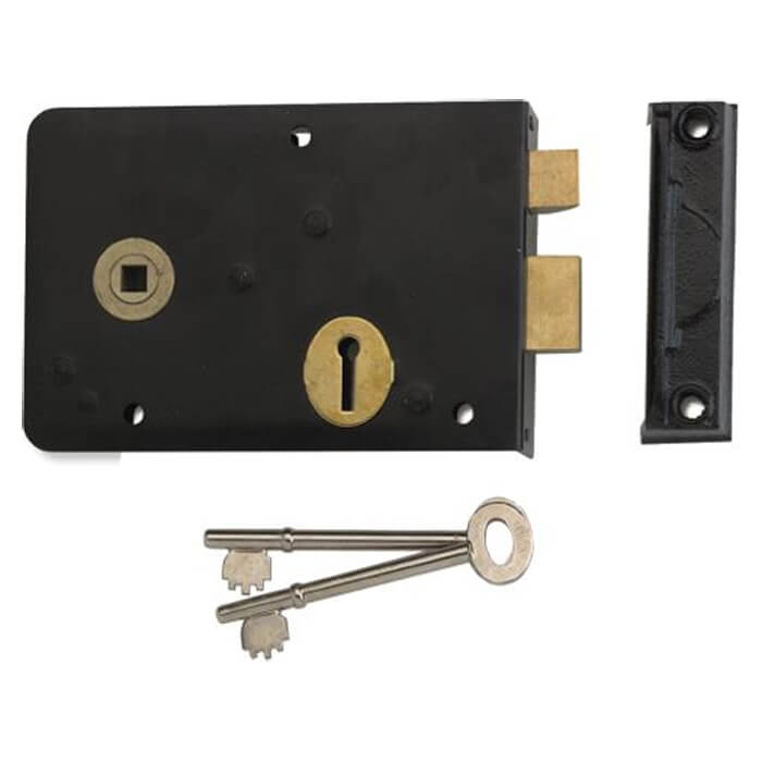 Union 1439 Lever Rim Lock 53mm Backset - Black Japanned