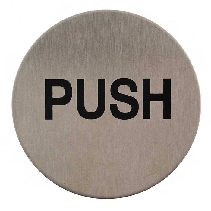 Atlantic Satin Stainless Steel Disc Sign 3M Adhesive 75mm