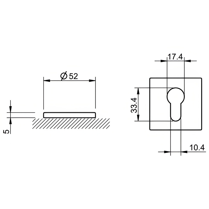 Atlantic Tupai Rapido 5S Line Euro Escutcheons on 5mm Slimline Square Rose