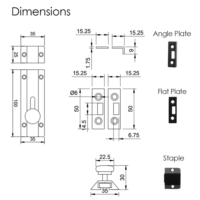 Atlantic 4 inch Solid Brass Surface Door Bolt