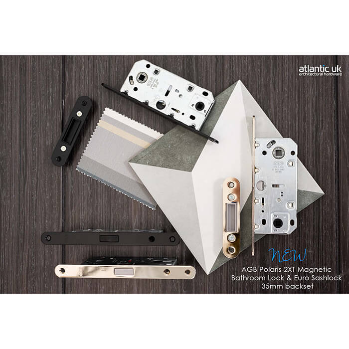 Atlantic AGB Polaris 2XT Magnetic Bathroom Lock With Adjustable Strikeplate 35mm Backset