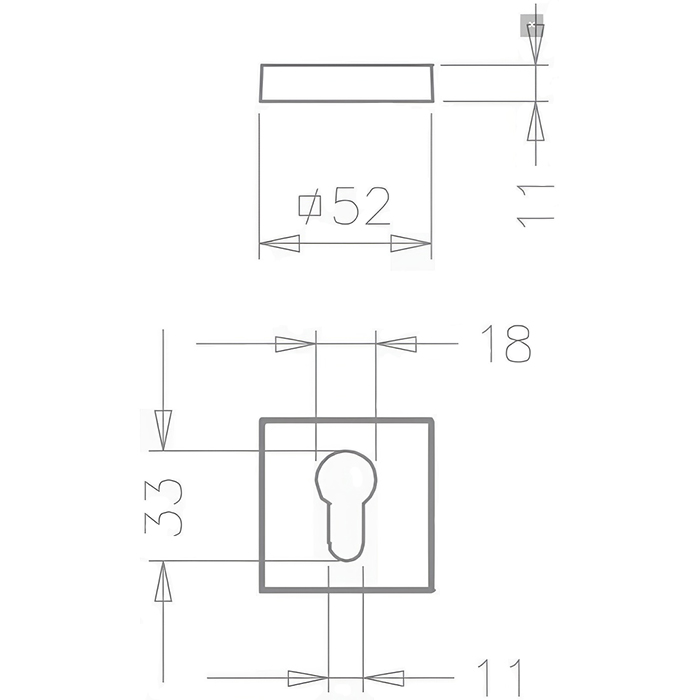 Atlantic Tupai Rapido Curva/QuadraLine Euro Escutcheons on Square Rose