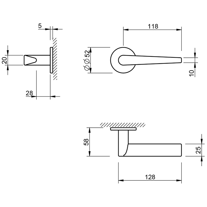 Atlantic Tupai Exclusivo 5S Line Torrao Lever Door Handle on 5mm Slimline Round Rose