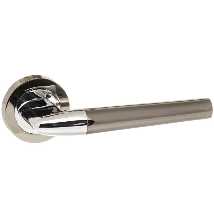 Atlantic Status Tennessee Black Nickel - Polished Chrome Lever Door Handle On Round Rose