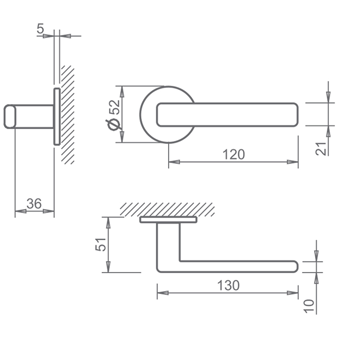 Atlantic Tupai Exclusivo 5S Line Portel Lever Door Handle on 5mm Slimline