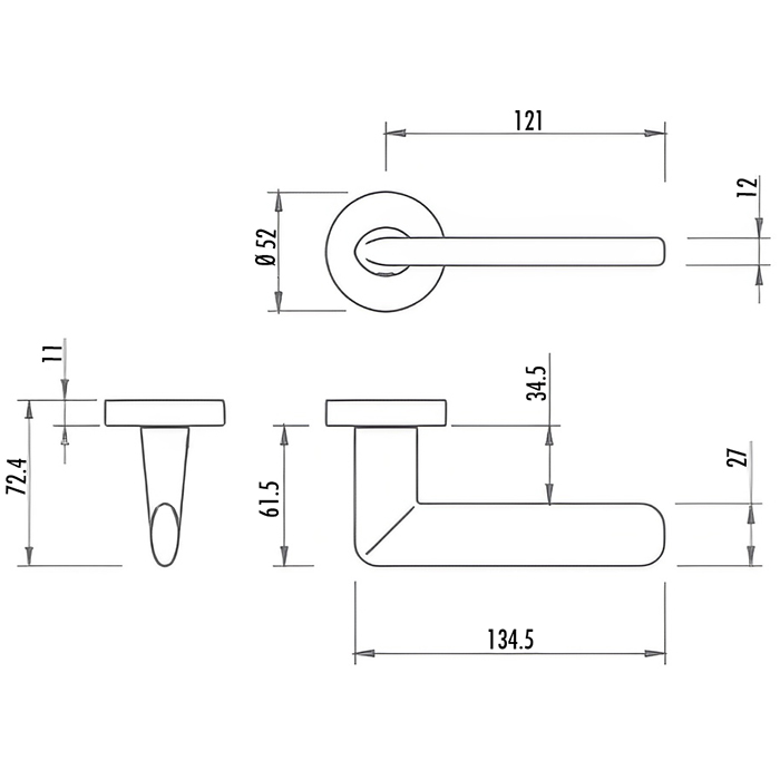 Atlantic Tupai Exclusivo 5S Line Tavira Lever Door Handle on 5mm Slimline Round Rose