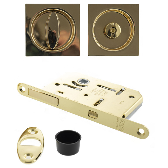 Atlantic AGB Sliding Door Bathroom Lock Set with Square Flush Handle