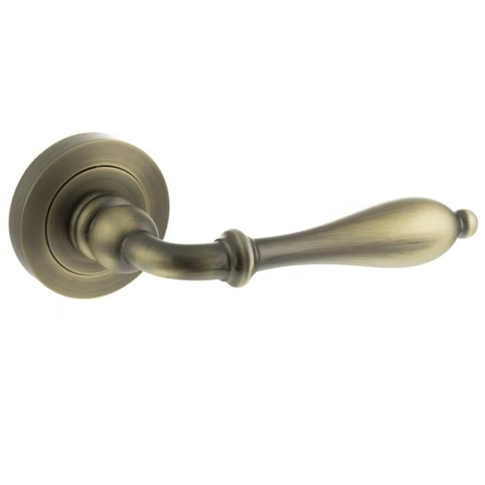 Atlantic Old English Wrexham Round Rose Door Lever Handle Matt Antique Brass