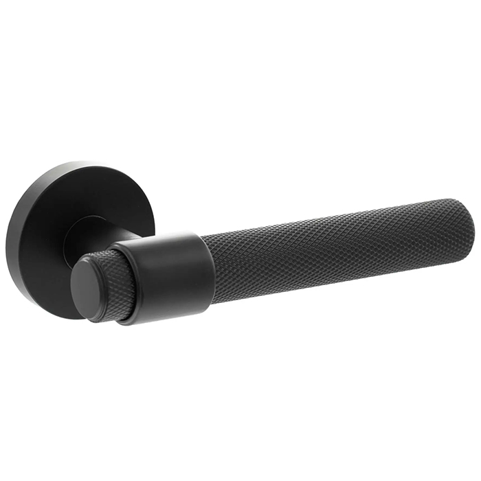 Atlantic Senza Pari Andretta Knurled Lever Door Handle On Minimal Round Rose