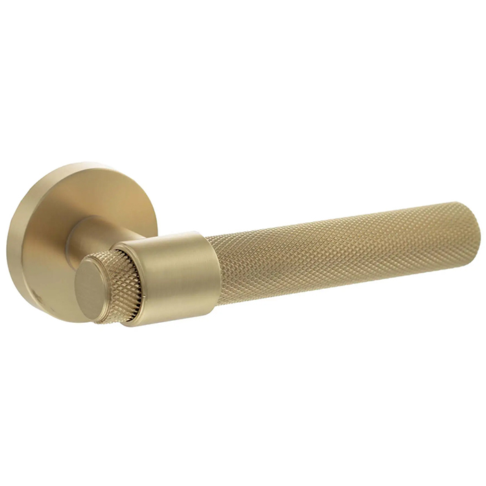 Atlantic Senza Pari Andretta Knurled Lever Door Handle On Minimal Round Rose