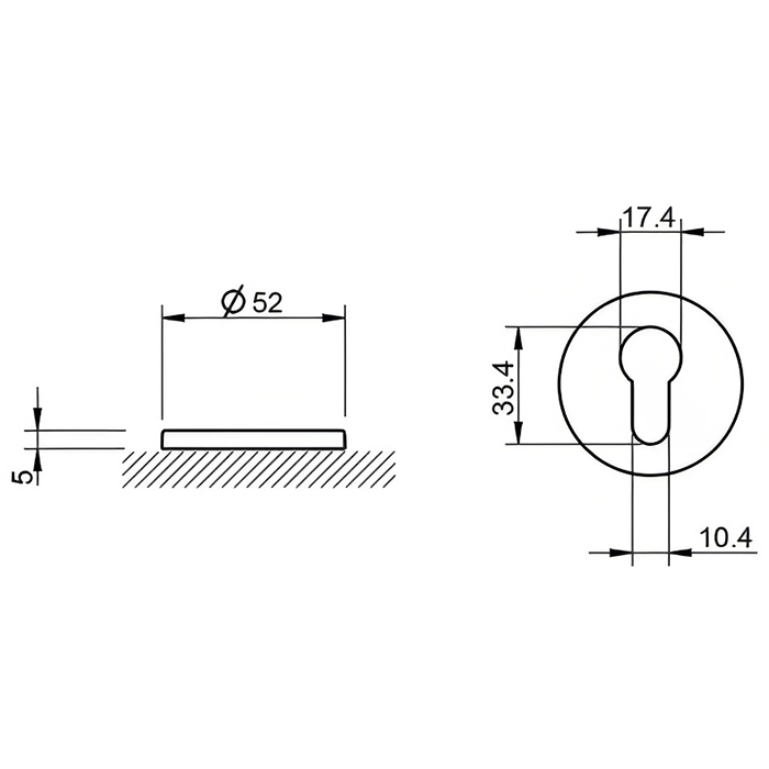 Atlantic Tupai Exclusivo 5S Line Euro Escutcheons on 5mm Slimline Round Rose