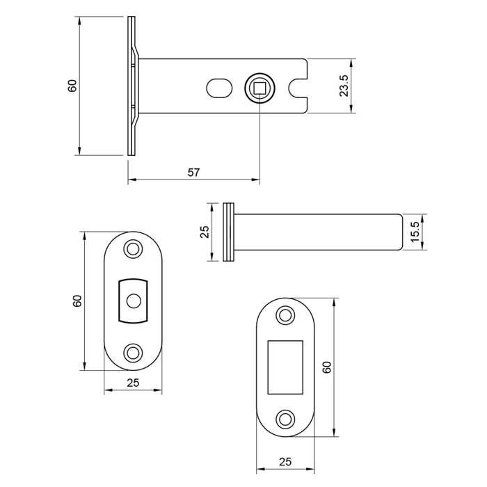 Atlantic 3 Inch Fire-Rated Bolt Through Radius Corner Tubular Deadbolt