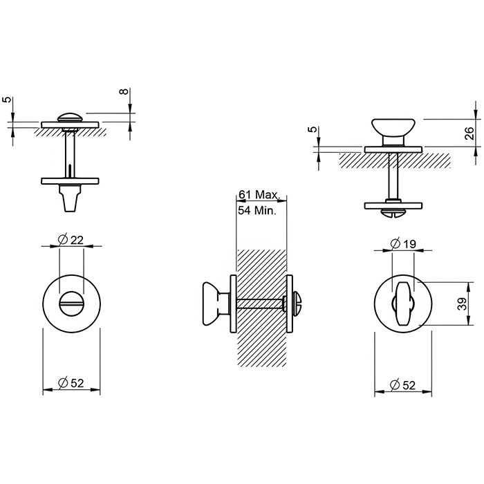 Atlantic Tupai Exclusivo 5S Line WC Turn and Release on 5mm Slimline Round Rose