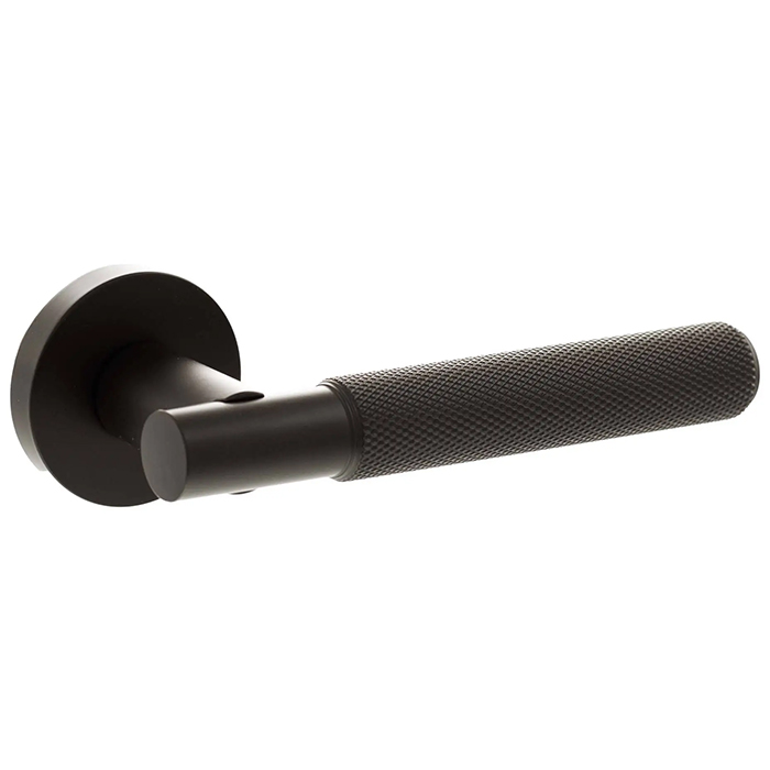 Atlantic Senza Pari Rosarno Knurled Lever Door Handle On Minimal Round Rose