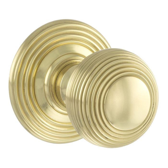 Atlantic Old English Ripon Solid Brass Reeded Mortice Knob On Concealed Fix Rose