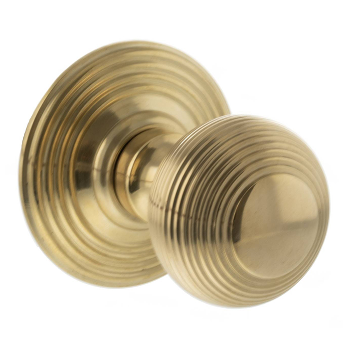 Atlantic Old English Ripon Solid Brass Reeded Mortice Knob On Concealed Fix Rose