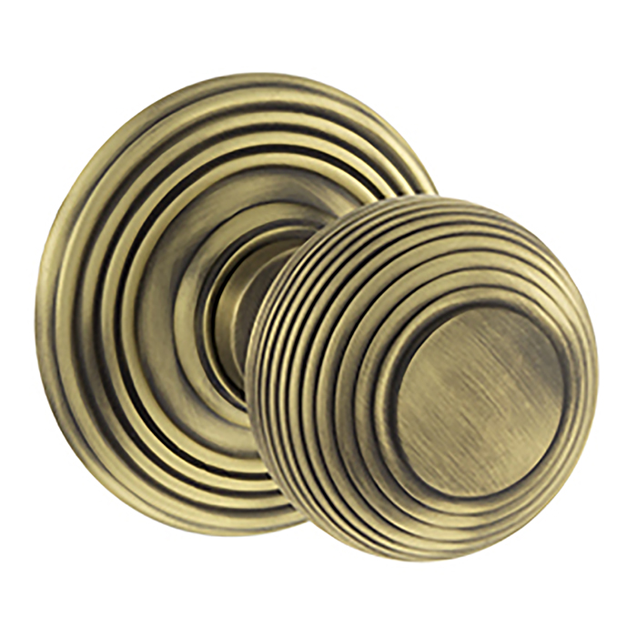 Atlantic Old English Ripon Solid Brass Reeded Mortice Knob On Concealed Fix Rose