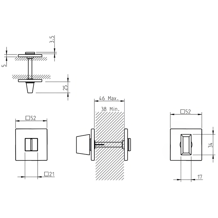 Atlantic Tupai Exclusivo 5S Line WC Turn and Release on 5mm Slimline Square Rose