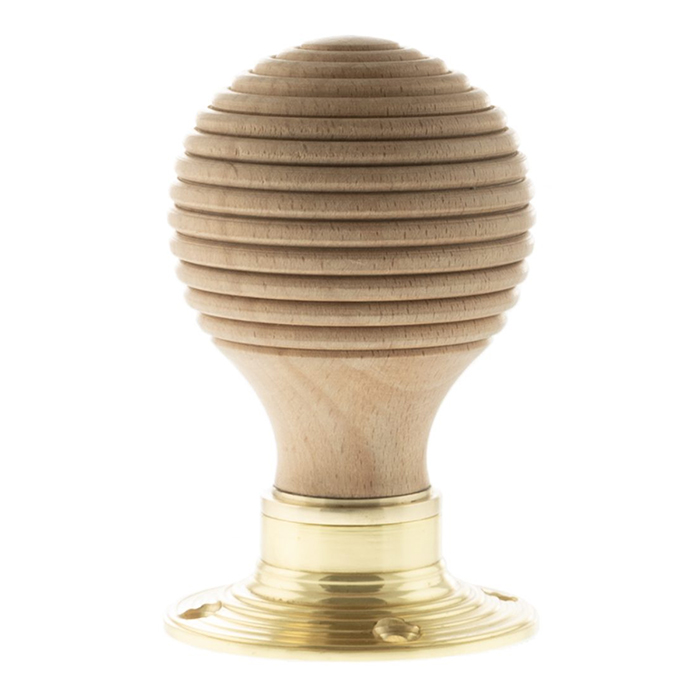 Atlantic Old English Bridlington Wood Reeded Beehive Door Knob On Face Fix Rose