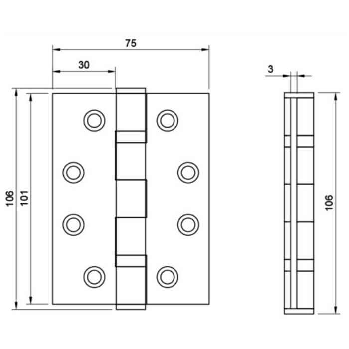 Atlantic Grade 13 Fire Rated Ball Bearing 4mm Hinges