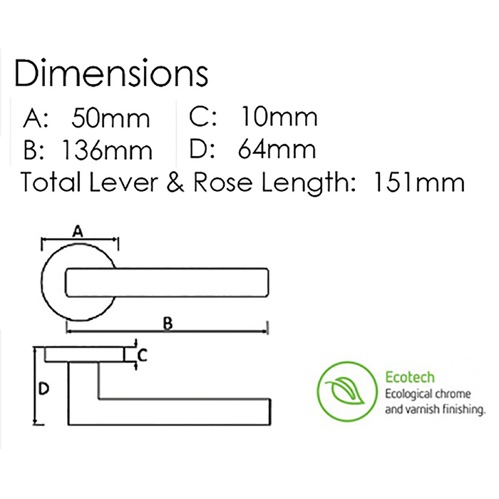 Atlantic Forme Olimpia Lever Door Handle on Minimal Round Rose - Satin Chrome