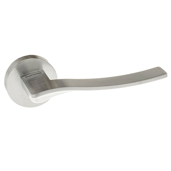 Atlantic Forme Olimpia Lever Door Handle on Minimal Round Rose - Satin Chrome