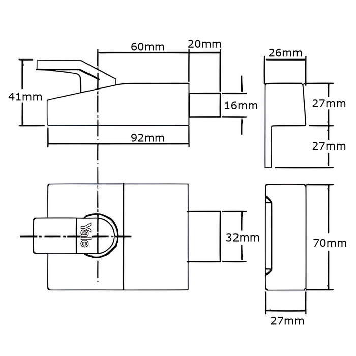 Yale P82 60mm Mettallic Grey Deadbolt Nightlatch